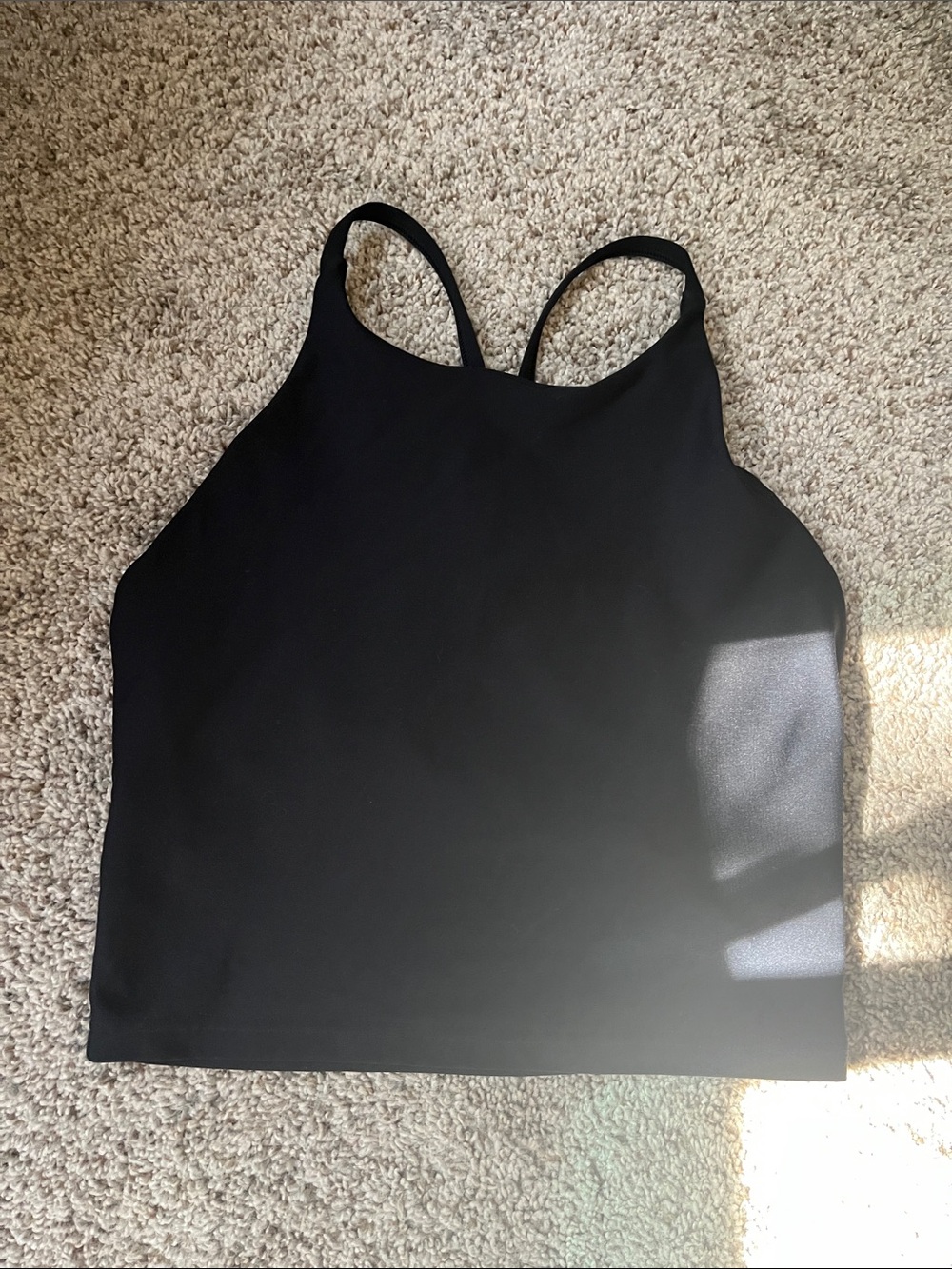 Black High Neck Cropped powersoft workout Tank Top sports bra